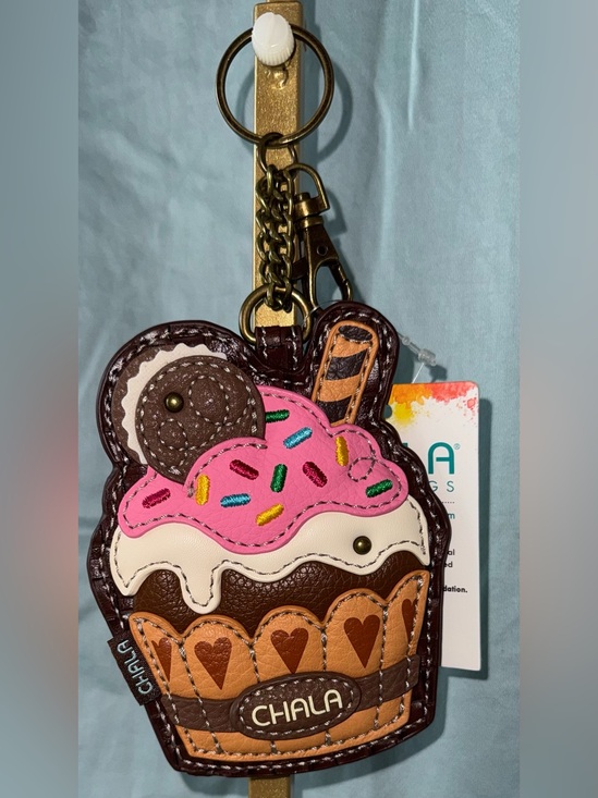 Chala Accessories - Chala Pink & Brown Cupcake Keychain Bag Charm Coin Pouch